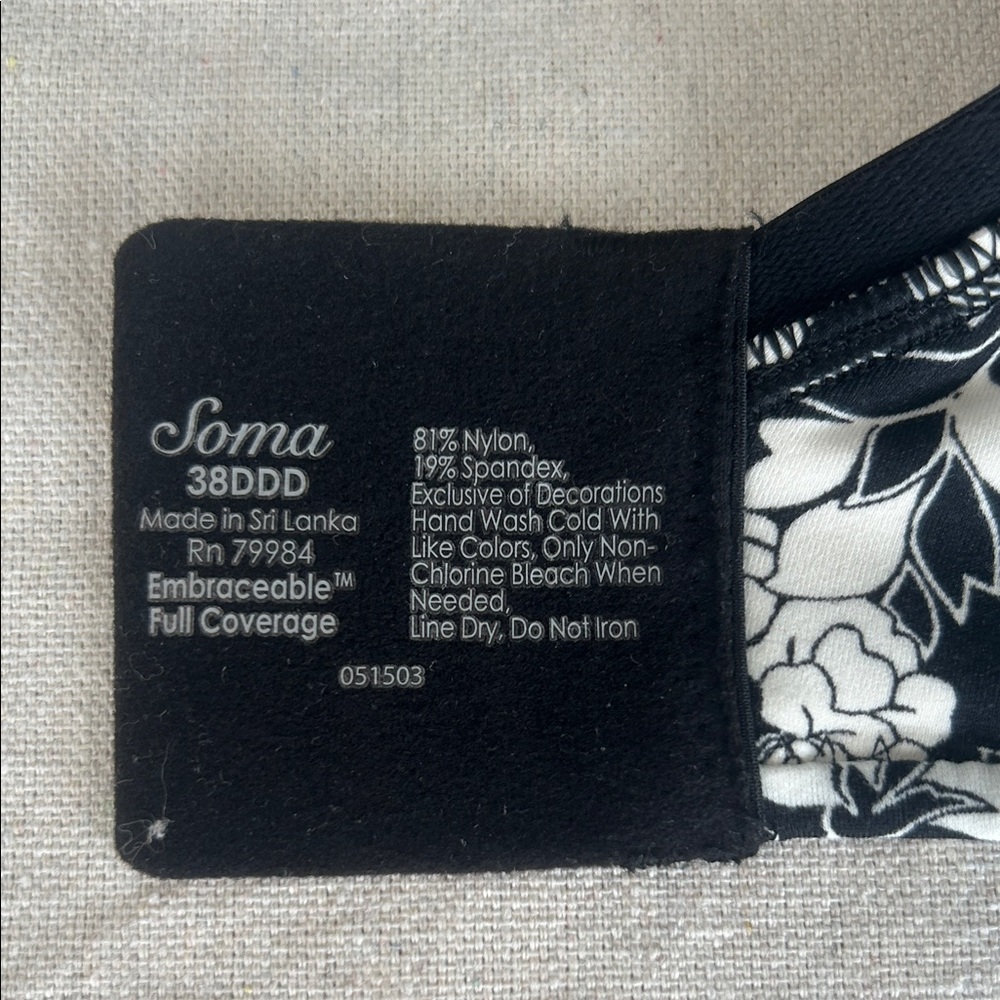 Soma Black and White Floral Bra - Picture 6 of 7